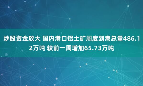炒股资金放大 国内港口铝土矿周度到港总量486.12万吨 较前一周增加65.73万吨