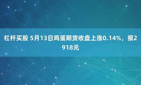 杠杆买股 5月13日鸡蛋期货收盘上涨0.14%，报2918元
