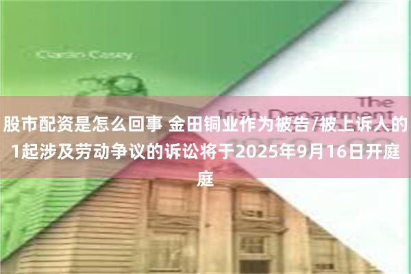 股市配资是怎么回事 金田铜业作为被告/被上诉人的1起涉及劳动争议的诉讼将于2025年9月16日开庭