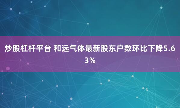 炒股杠杆平台 和远气体最新股东户数环比下降5.63%
